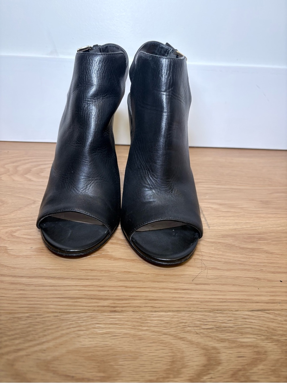 ALDO Black Leather Peep Toe Slingback Block Heels US 8.5 EU 39